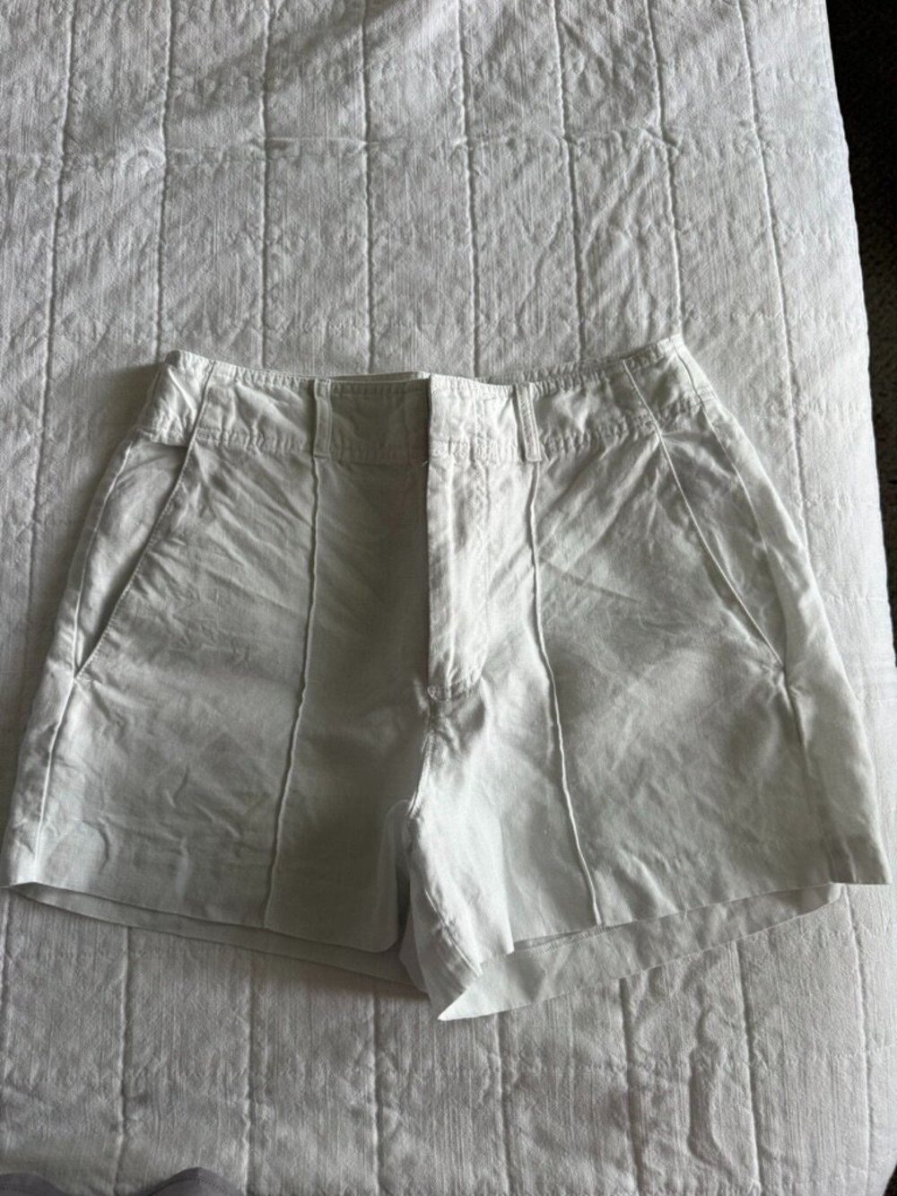 Madewell The Fairbanks Pant Linen Shorts — White, Size 2